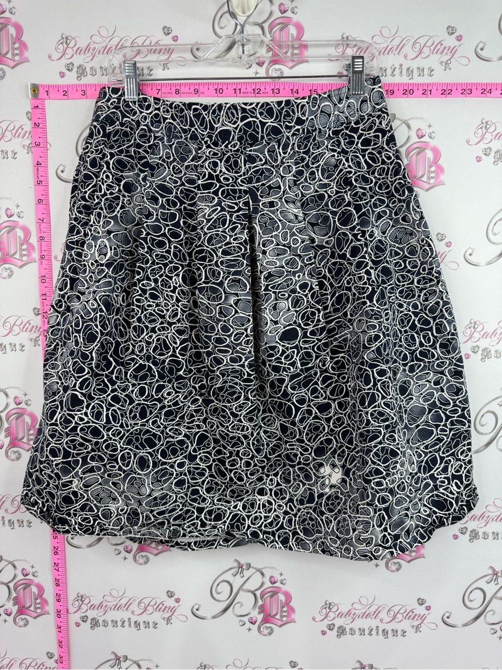 Christopher & Banks skirt swirls navy Black and White Abstract A-Line Skirt
